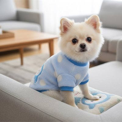 Petit chien assis en pull pour chien Tricot lumineux pingouin