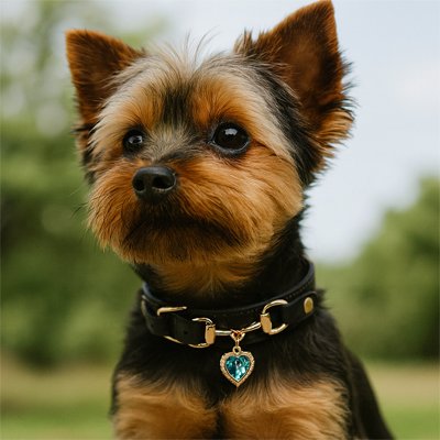 petit chien avec collier pour Chien coeur noir