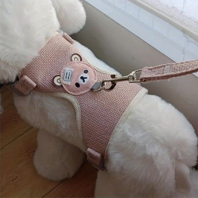 petit chien avec harnais pour petit chien Ours rose