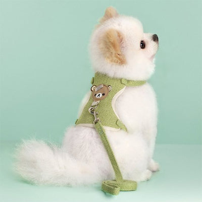 Petit chien avec harnais pour petit chien Ours vert