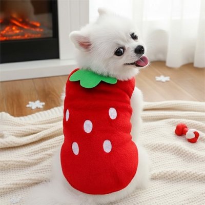 Petit chien avec pull pour chien Douceur confortable fraise