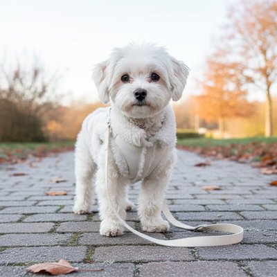 Petit chien dans la rue en Manteau Chien Style peluche blanc