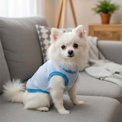 Petit chien gentil en pull pour chien Tricot lumineux pingouin