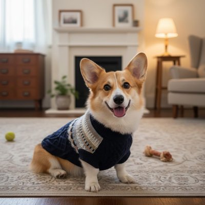 Petit chien sur tapis en pull chien Maille irlandaise marine 