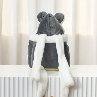sac chien de transport Peluche gris vu de dos 