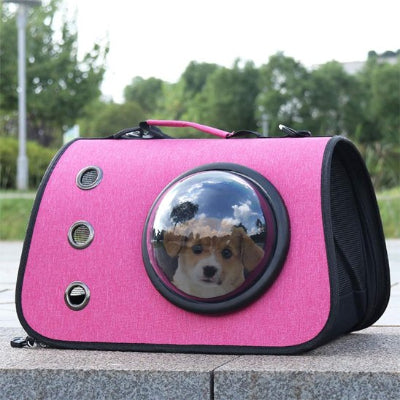 Sac de transport pour chien Hublot rose avec petit chien dedans