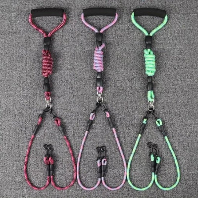 trois laisse double pour chien rouge rose verte